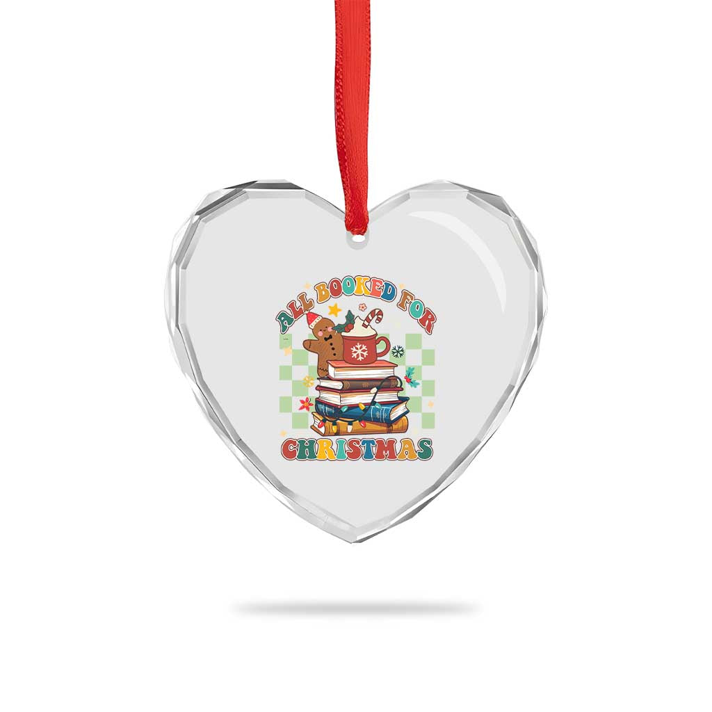Reading Christmas Heart Crystal Glass Ornament All Booked For Xmas Books and Cocoa Lover TS02 Print Your Wear