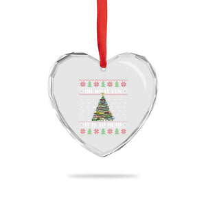 Reading Christmas Heart Crystal Glass Ornament Oh What Fun It Is To Read Books Xmas Tree Funny Ugly Sweater TS02 Print Your Wear