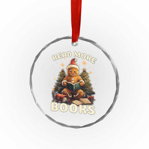 Reading Gingerbread Crystal Glass Ornament Read More Books Funny Christmas Teacher Student Book Lovers - Print Your Wear