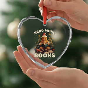 Reading Gingerbread Heart Crystal Glass Ornament Read More Books Funny Christmas Teacher Student Book Lovers TS02 Print Your Wear