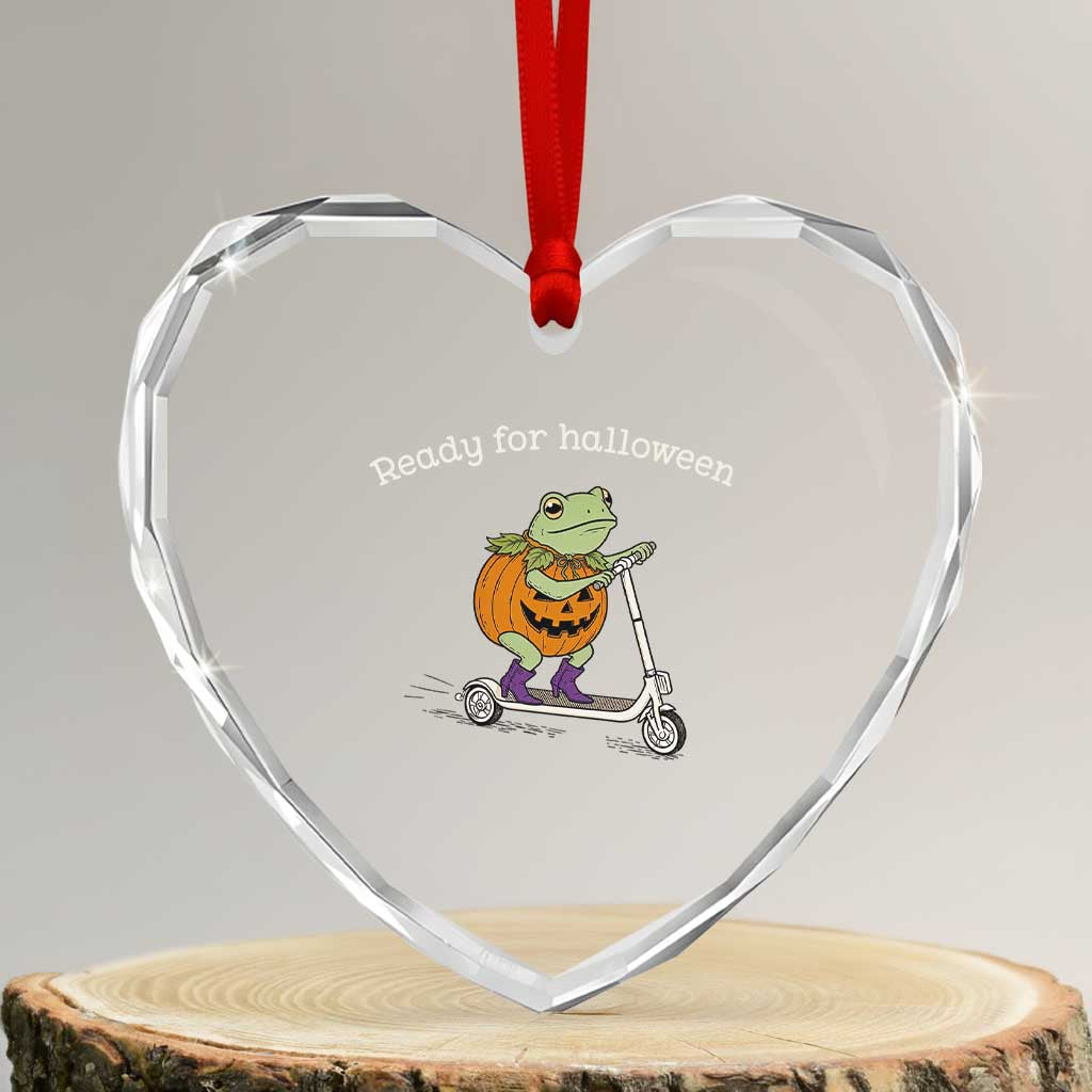 Ready For Halloween Frog Heart Crystal Glass Ornament Funny Frog Scooter Pumpkin Costume Gift TS14 Transparent Glass 3'' Heart Print Your Wear