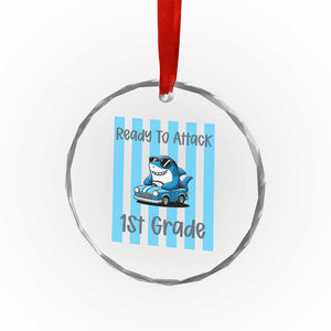 Ready To Attack 1st Grade Crystal Glass Ornament Funny Shark Driving Car Back To School