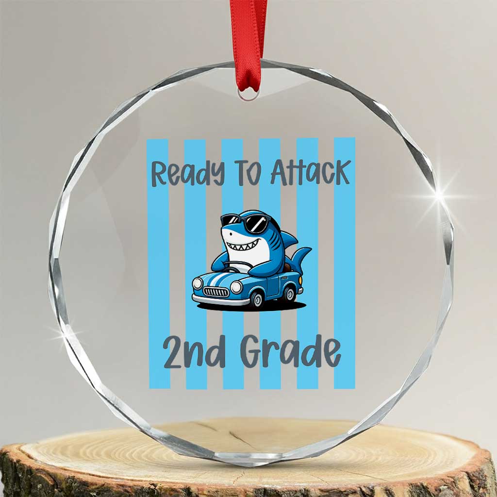 Ready To Attack 2nd Grade Crystal Glass Ornament Funny Shark Driving Car Back To School TS12 Transparent Glass 3'' Circle Print Your Wear