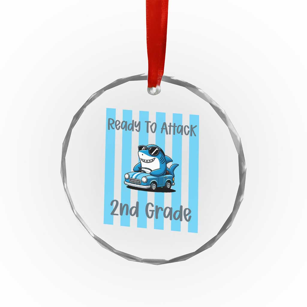 Ready To Attack 2nd Grade Crystal Glass Ornament Funny Shark Driving Car Back To School