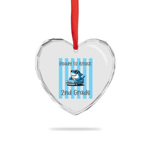 Ready To Attack 2nd Grade Heart Crystal Glass Ornament Funny Shark Driving Car Back To School