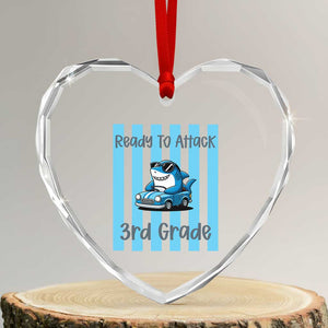 Ready To Attack 3rd Grade Heart Crystal Glass Ornament Funny Shark Driving Car Back To School