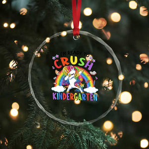 Ready to Crush Kindergarten Cute Girls Crystal Glass Ornament First Day Back to School