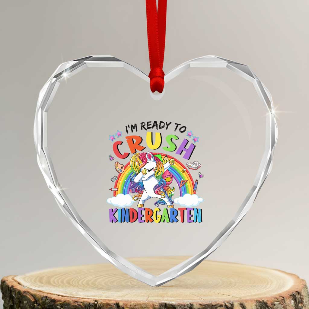 Ready to Crush Kindergarten Cute Girls Heart Crystal Glass Ornament First Day Back to School TS01 Transparent Glass 3'' Heart Print Your Wear
