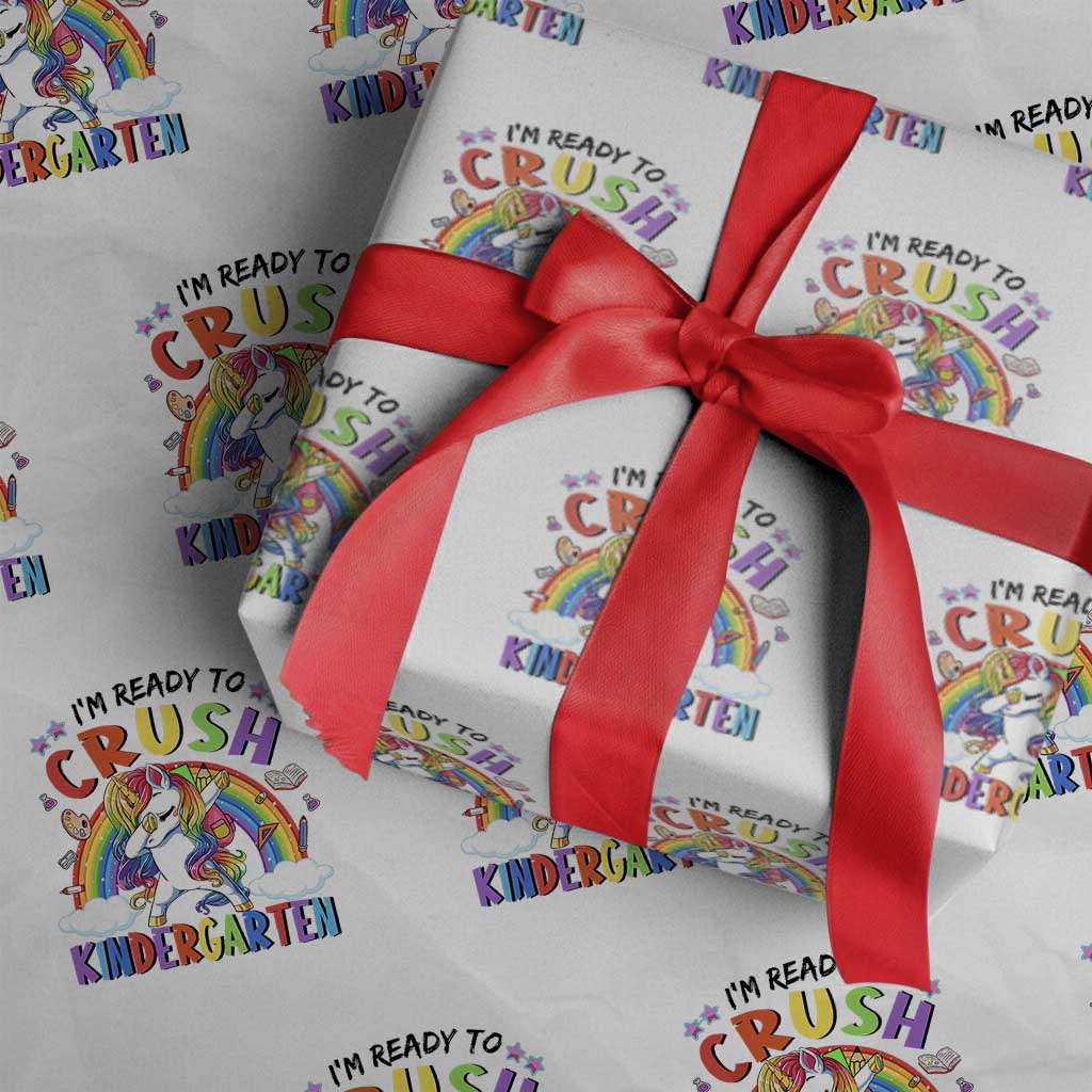 Ready to Crush Kindergarten Cute Girls Wrapping Paper Roll First Day Back to School