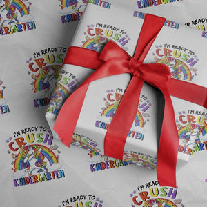 Ready to Crush Kindergarten Cute Girls Wrapping Paper Roll First Day Back to School
