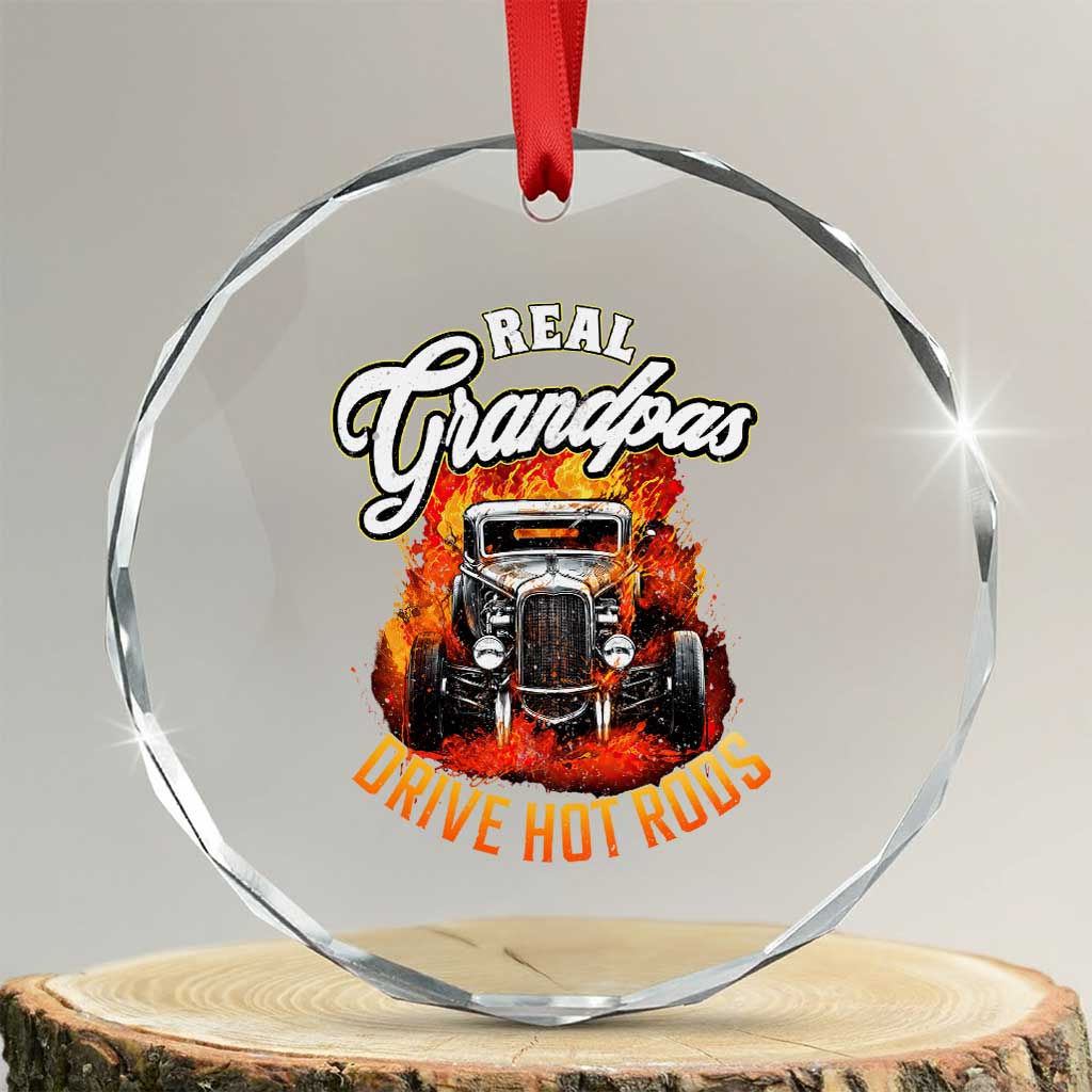 Real Grandpas Drive Hotrods Crystal Glass Ornament Vintage 1932 Hotrod TS14 Transparent Glass 3'' Circle Print Your Wear