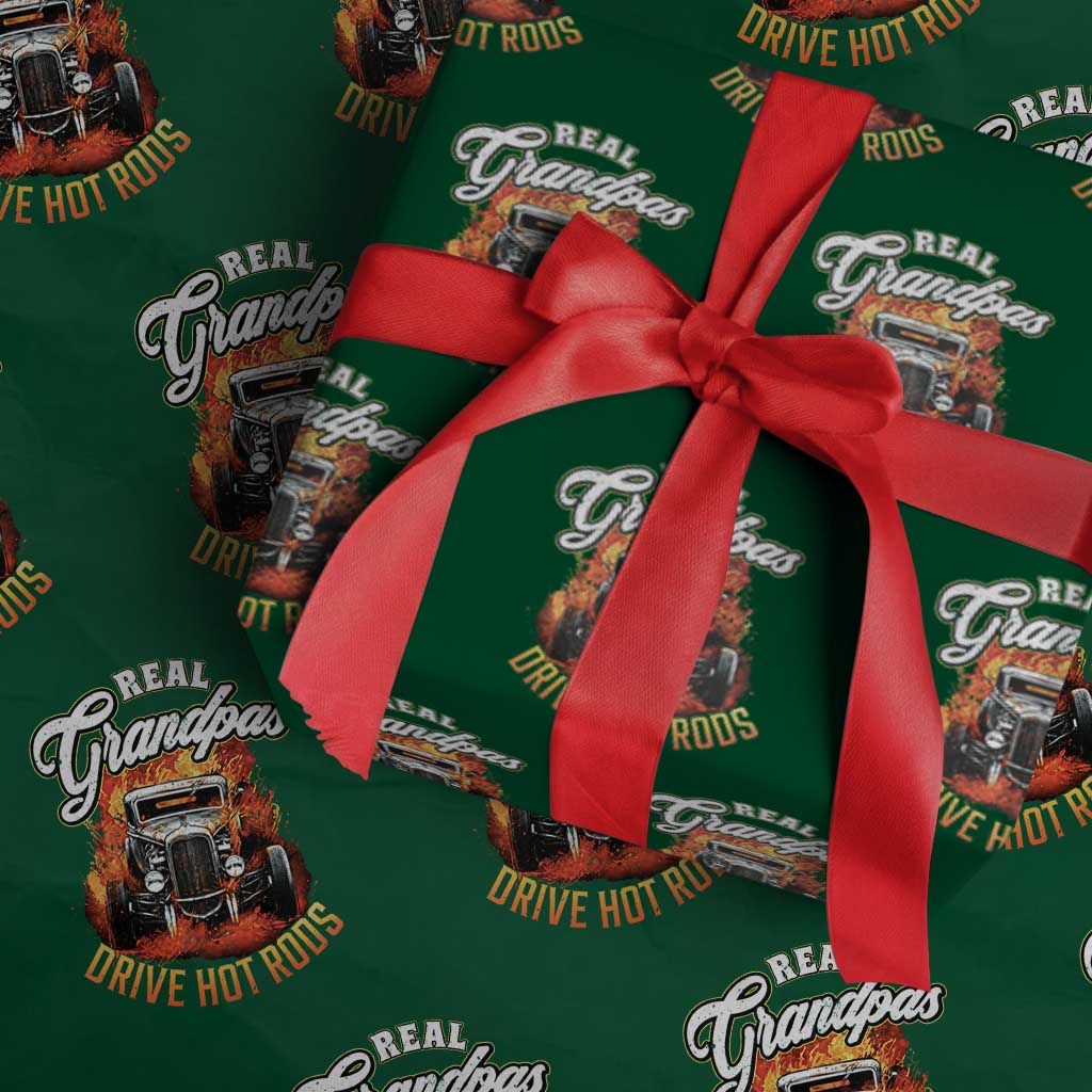 Real Grandpas Drive Hotrods Wrapping Paper Roll Vintage 1932 Hotrod TS14 Green Print Your Wear