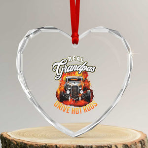 Real Grandpas Drive Hotrods Heart Crystal Glass Ornament Vintage 1932 Hotrod