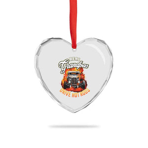 Real Grandpas Drive Hotrods Heart Crystal Glass Ornament Vintage 1932 Hotrod