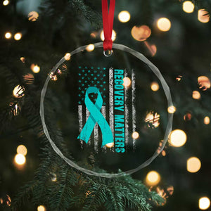 Recovery Matter Sobriety Anniversary Sober AA NA Crystal Glass Ornament Vintage American Flag TS11 Print Your Wear