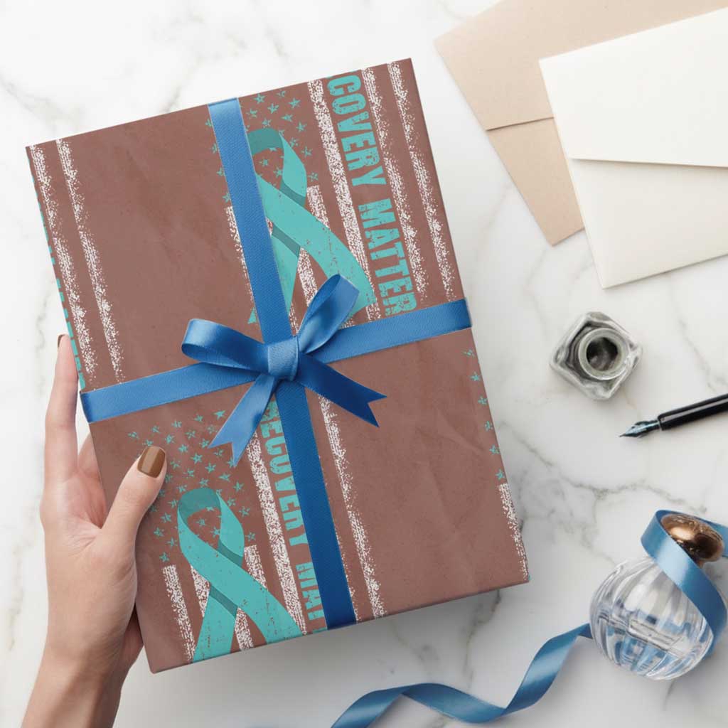 Recovery Matter Sobriety Anniversary Sober AA NA Wrapping Paper Roll Vintage American Flag TS11 Mocha Print Your Wear