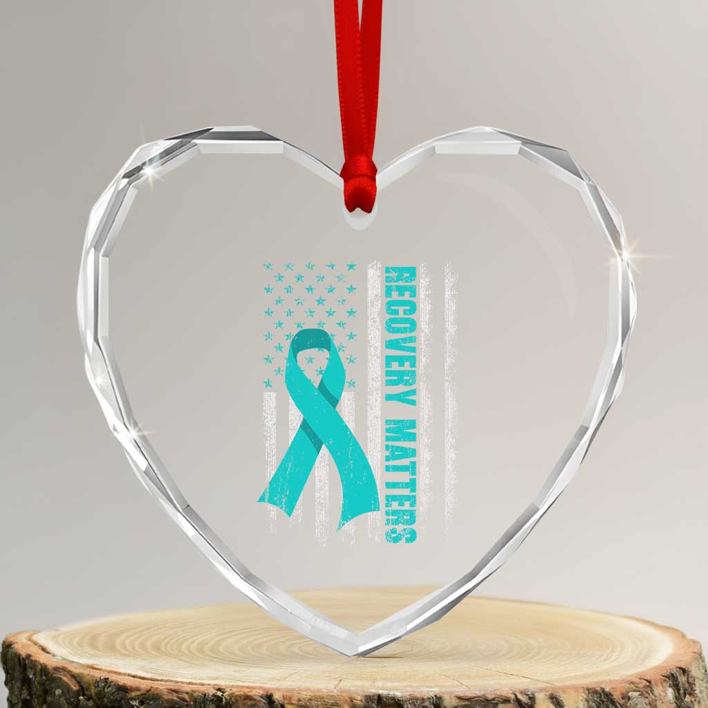 Recovery Matter Sobriety Anniversary Sober AA NA Heart Crystal Glass Ornament Vintage American Flag TS11 Transparent Glass 3'' Heart Print Your Wear