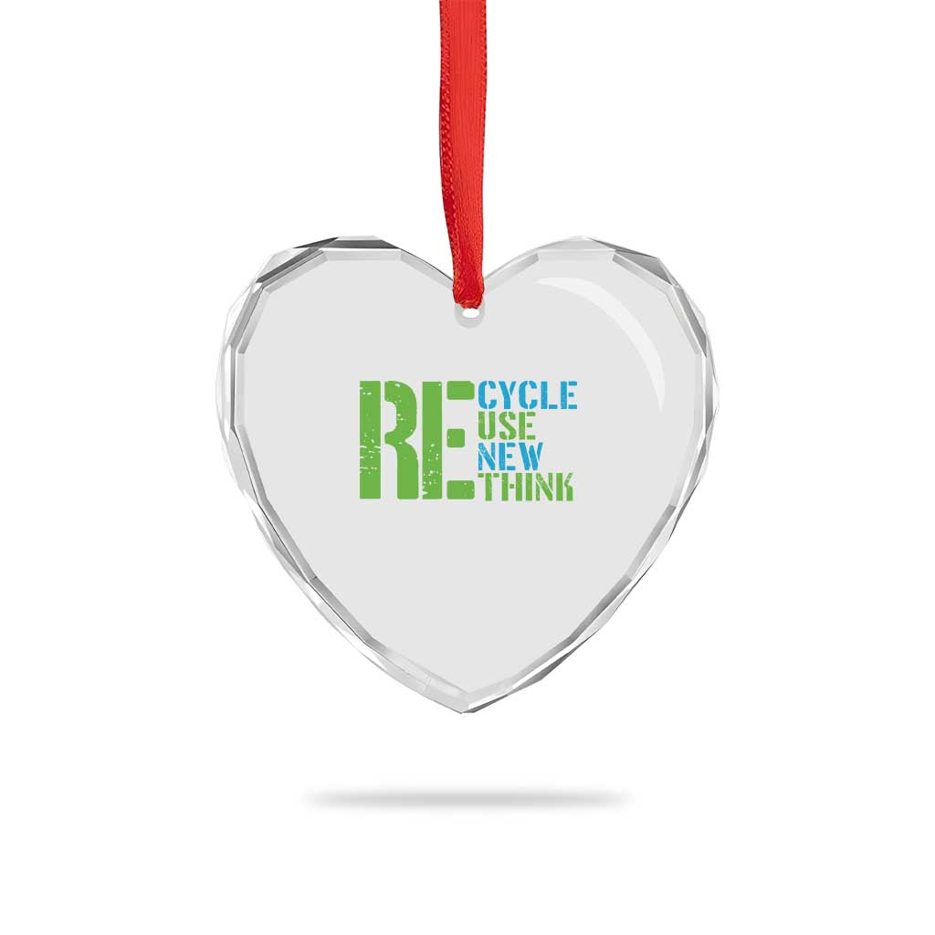 Recycle Reuse Renew Rethink Heart Crystal Glass Ornament Earth Day TS12 Print Your Wear