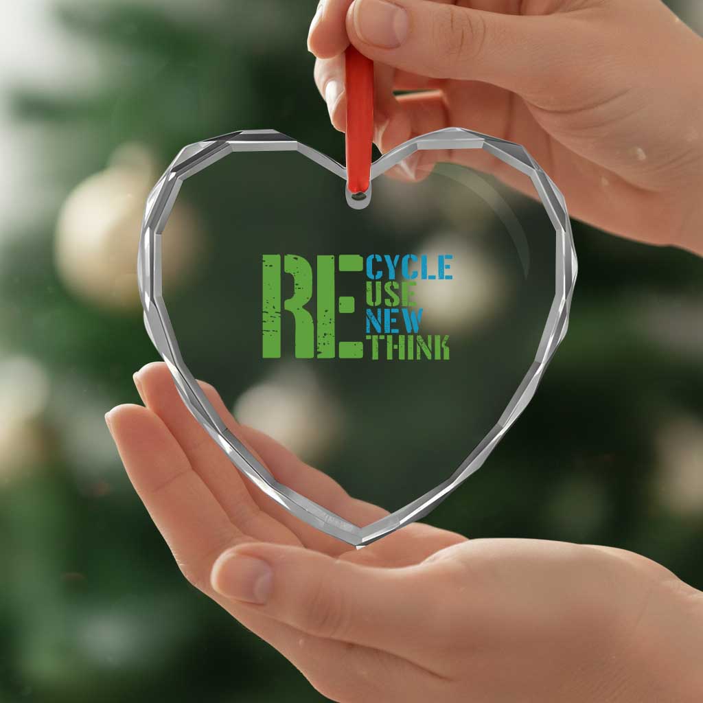 Recycle Reuse Renew Rethink Heart Crystal Glass Ornament Earth Day TS12 Print Your Wear