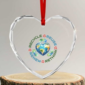 Recycle Reuse Renew Rethink Heart Crystal Glass Ornament Zero Waste Life TS12 Transparent Glass 3'' Heart Print Your Wear