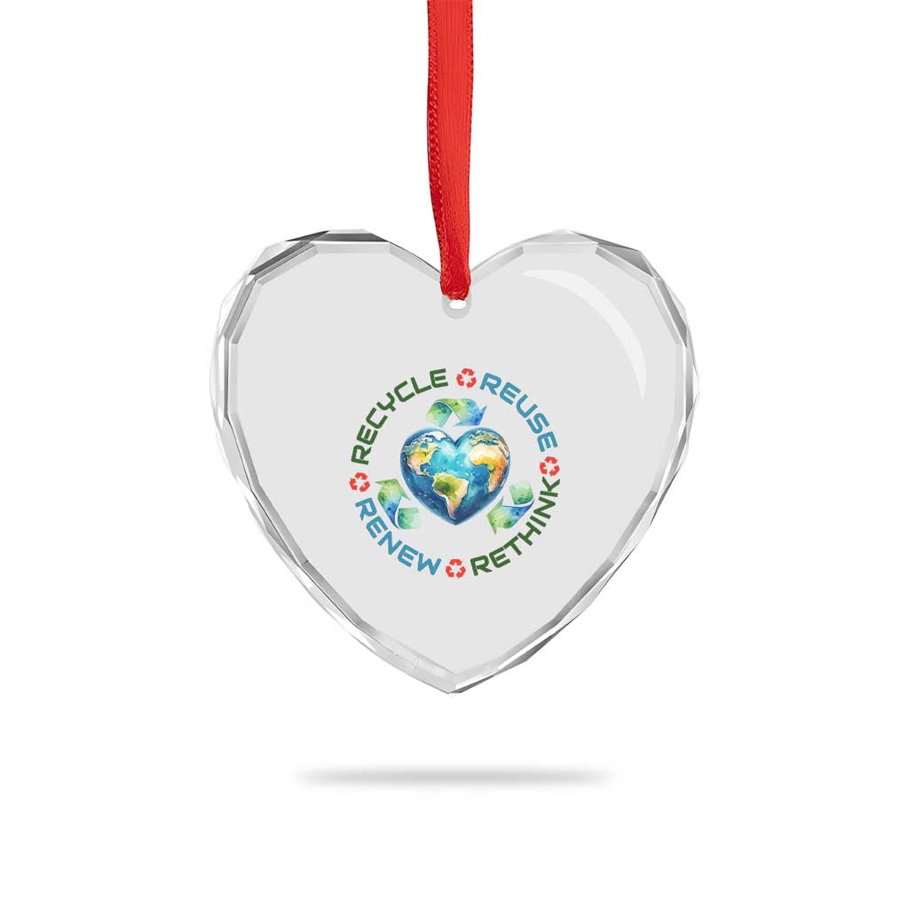 Recycle Reuse Renew Rethink Heart Crystal Glass Ornament Zero Waste Life TS12 Print Your Wear