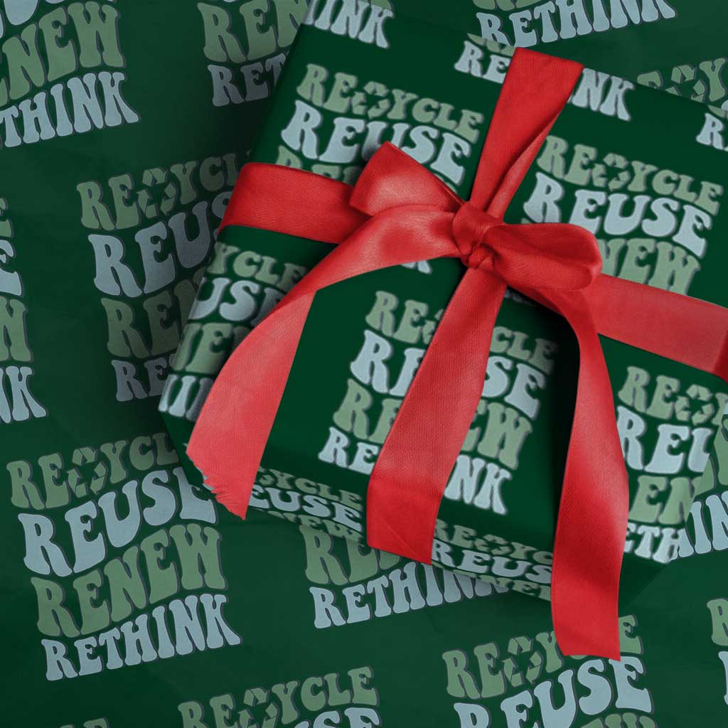 Recycle Reuse Renew Rethink Wrapping Paper Roll Eco Friendly Earth Day TS12 Green Print Your Wear
