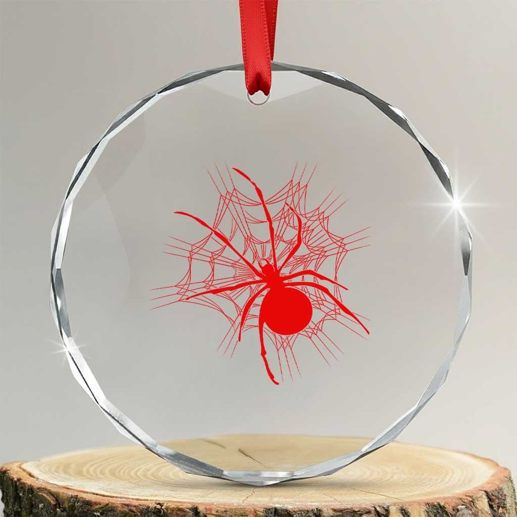 Red Black Widow Spider Crystal Glass Ornament Gothic Spider Web Vintage Horror Gift TS12 Transparent Glass 3'' Circle Print Your Wear