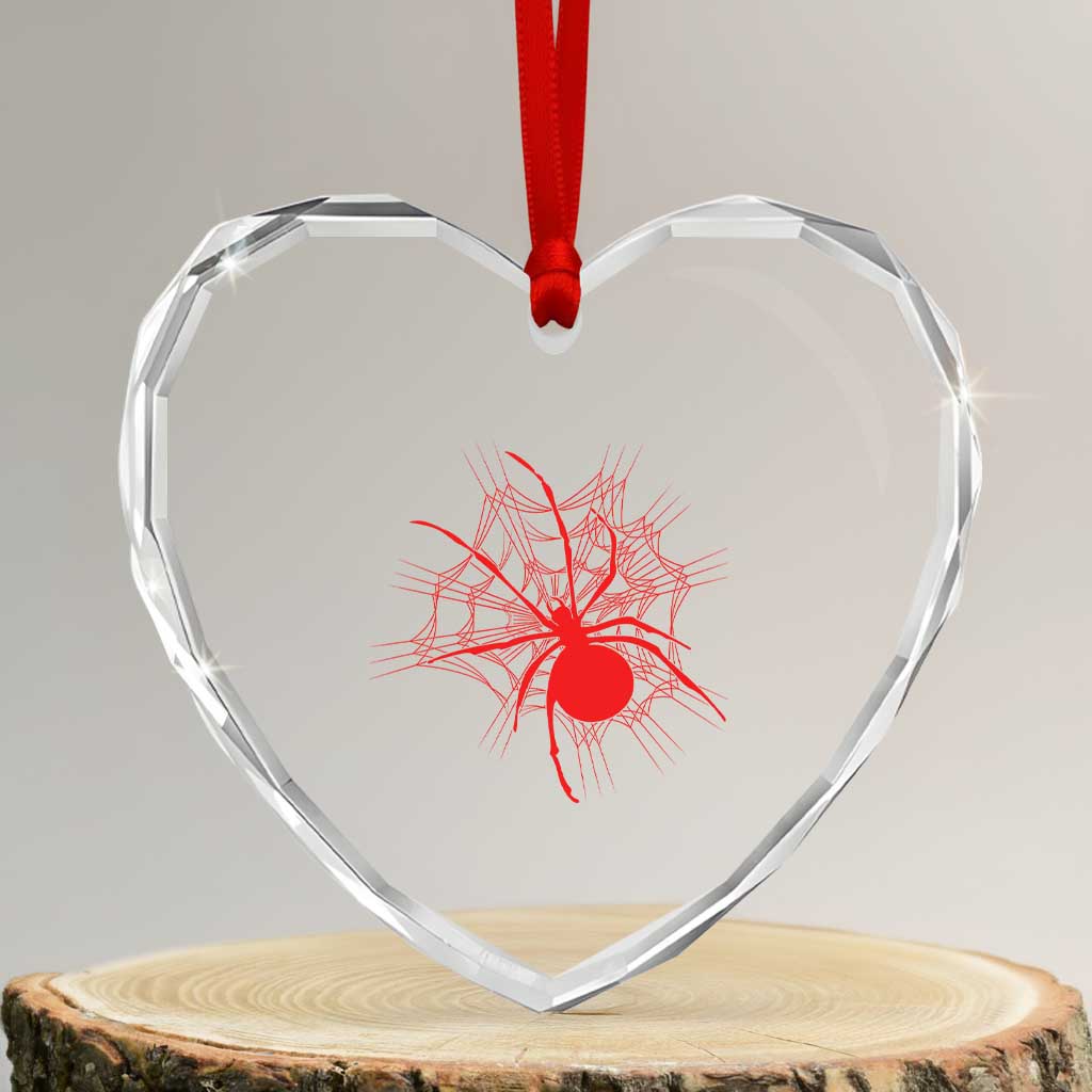 Red Black Widow Spider Heart Crystal Glass Ornament Gothic Spider Web Vintage Horror Gift TS12 Transparent Glass 3'' Heart Print Your Wear