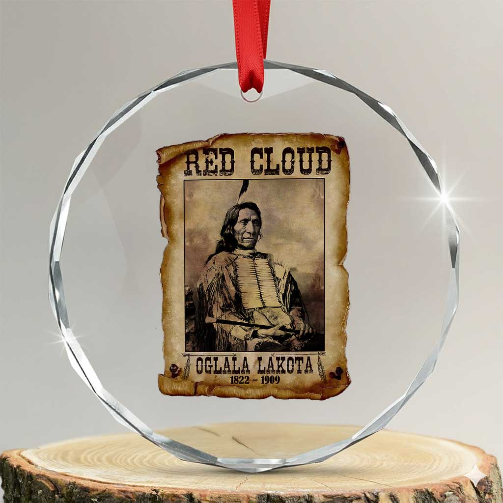 Red Cloud Crystal Glass Ornament Oglala Lakota Sioux Native American Chief Warrior History TS10 Transparent Glass 3'' Circle Print Your Wear