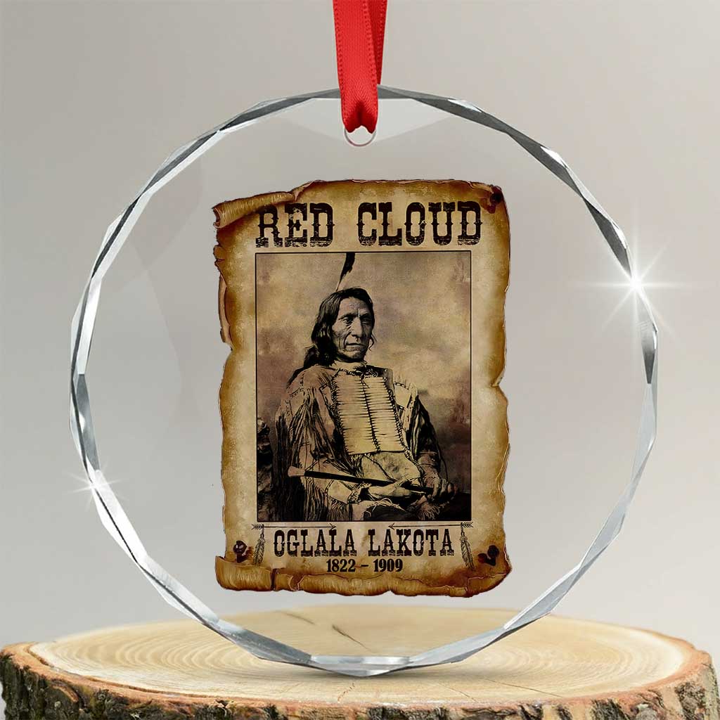 Red Cloud Crystal Glass Ornament Oglala Lakota Sioux Native American Chief Warrior History TS10 Transparent Glass 3'' Circle Print Your Wear