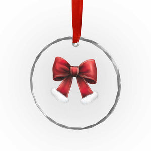 Red Coquette Bow Santa Retro Xmas Vibe Crystal Glass Ornament TS02 Print Your Wear