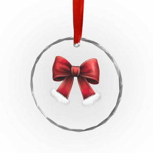 Red Coquette Bow Santa Retro Xmas Vibe Crystal Glass Ornament TS02 Print Your Wear