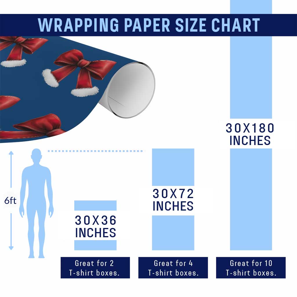 Red Coquette Bow Santa Retro Xmas Vibe Wrapping Paper Roll TS02 Print Your Wear