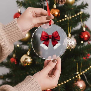 Red Coquette Bow Santa Xmas Vibe Crystal Glass Ornament TS02 Print Your Wear