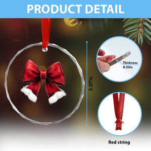 Red Coquette Bow Santa Xmas Vibe Crystal Glass Ornament TS02 Print Your Wear