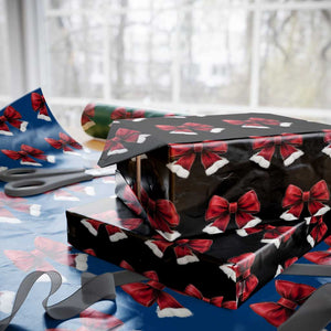 Red Coquette Bow Santa Xmas Vibe Wrapping Paper Roll TS02 Black Print Your Wear