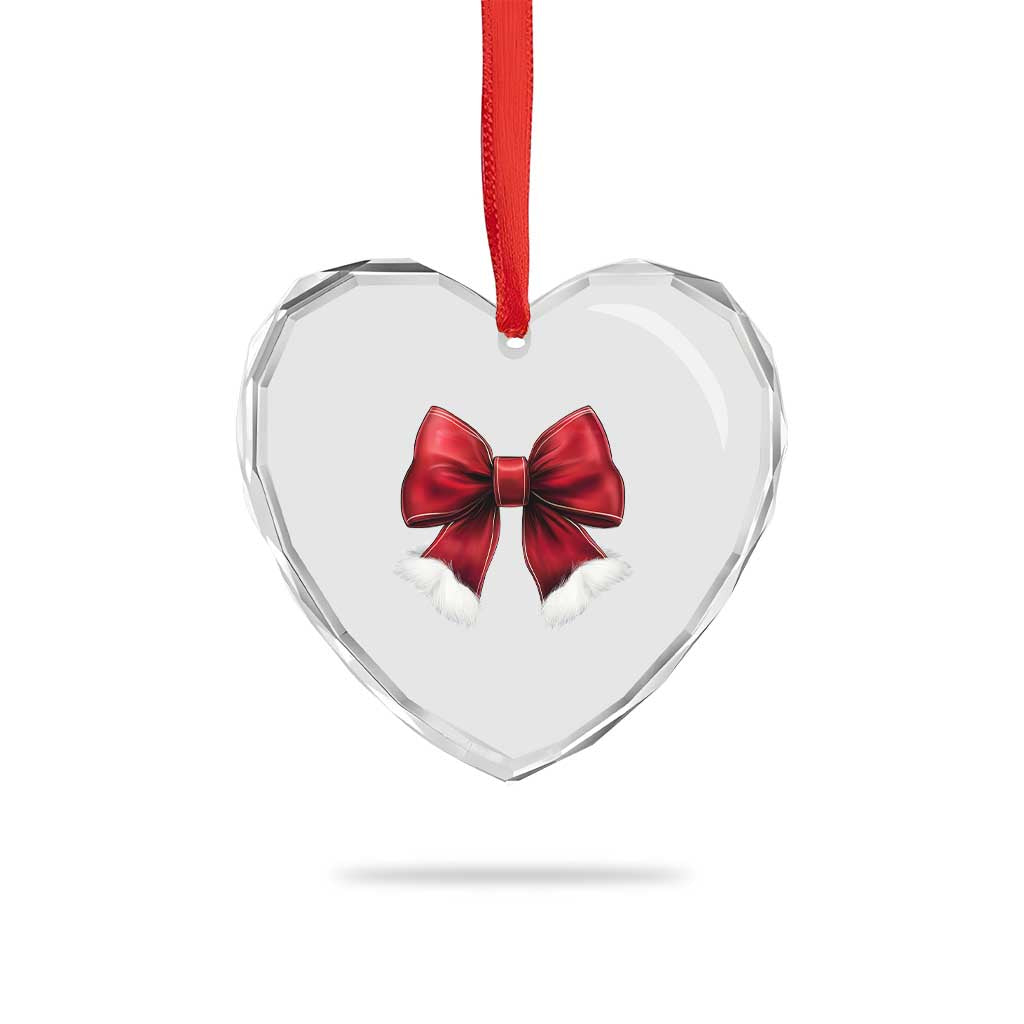 Red Coquette Bow Santa Xmas Vibe Heart Crystal Glass Ornament TS02 Print Your Wear