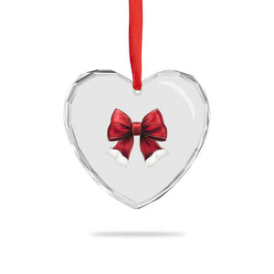 Red Coquette Bow Santa Xmas Vibe Heart Crystal Glass Ornament TS02 Print Your Wear