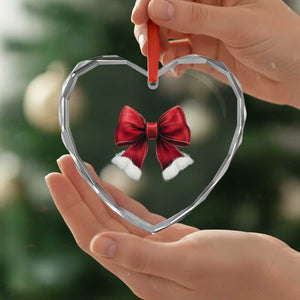 Red Coquette Bow Santa Xmas Vibe Heart Crystal Glass Ornament TS02 Print Your Wear