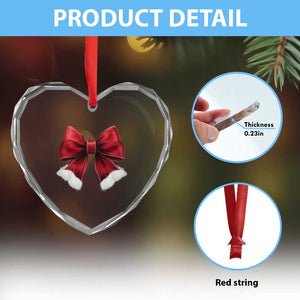 Red Coquette Bow Santa Xmas Vibe Heart Crystal Glass Ornament TS02 Print Your Wear