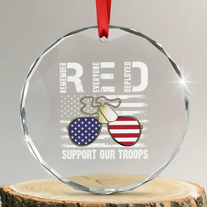 Red Friday Crystal Glass Ornament R.E.D Remember Everyone Deployed American Flag Glasses Dog Tag TS02 Transparent Glass 3'' Circle Print Your Wear
