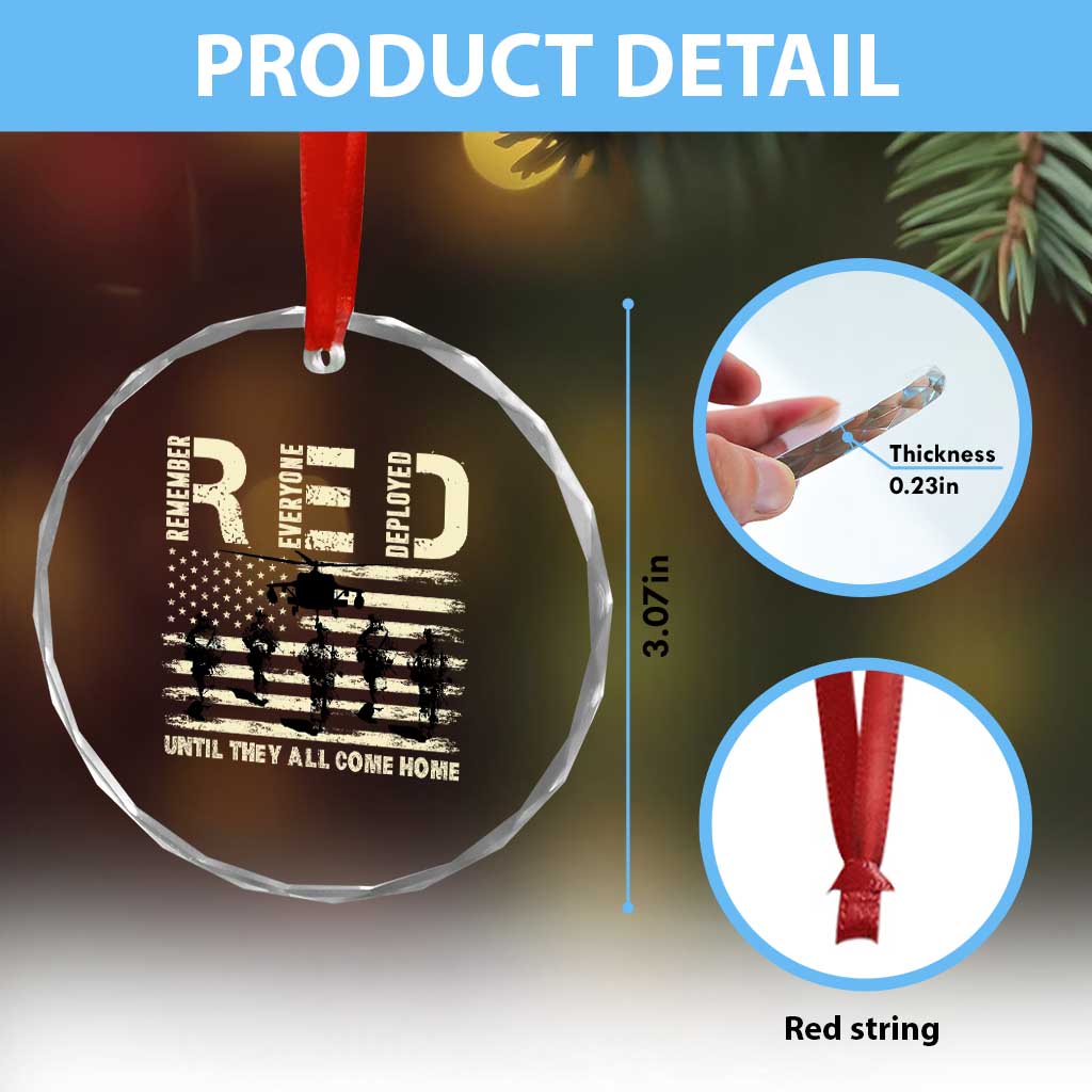 Red Friday Crystal Glass Ornament R.E.D Until They All Come Home Support American Troops US Flag TS02 Print Your Wear