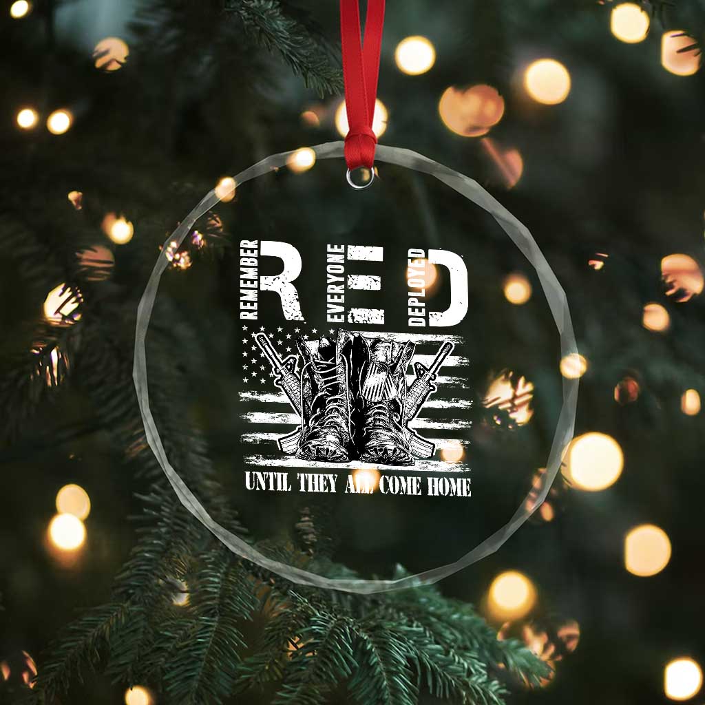 Red Friday Crystal Glass Ornament R.E.D Until They All Come Home Support Troops Military Combat Boots TS02 Print Your Wear