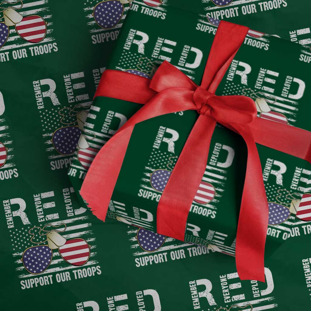 Red Friday Wrapping Paper Roll R.E.D Remember Everyone Deployed American Flag Glasses Dog Tag TS02 Green Print Your Wear
