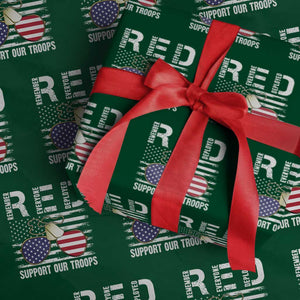Red Friday Wrapping Paper Roll R.E.D Remember Everyone Deployed American Flag Glasses Dog Tag TS02 Green Print Your Wear
