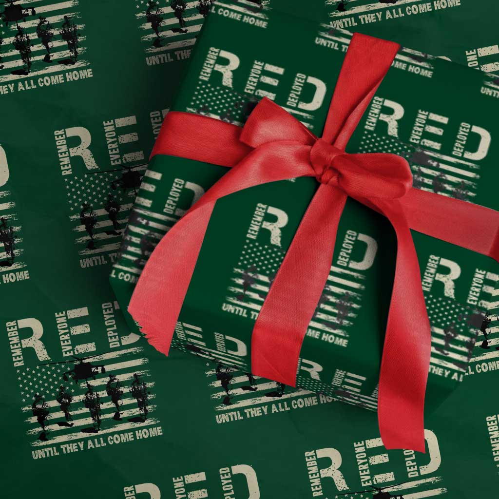 Red Friday Wrapping Paper Roll R.E.D Until They All Come Home Support American Troops US Flag TS02 Green Print Your Wear