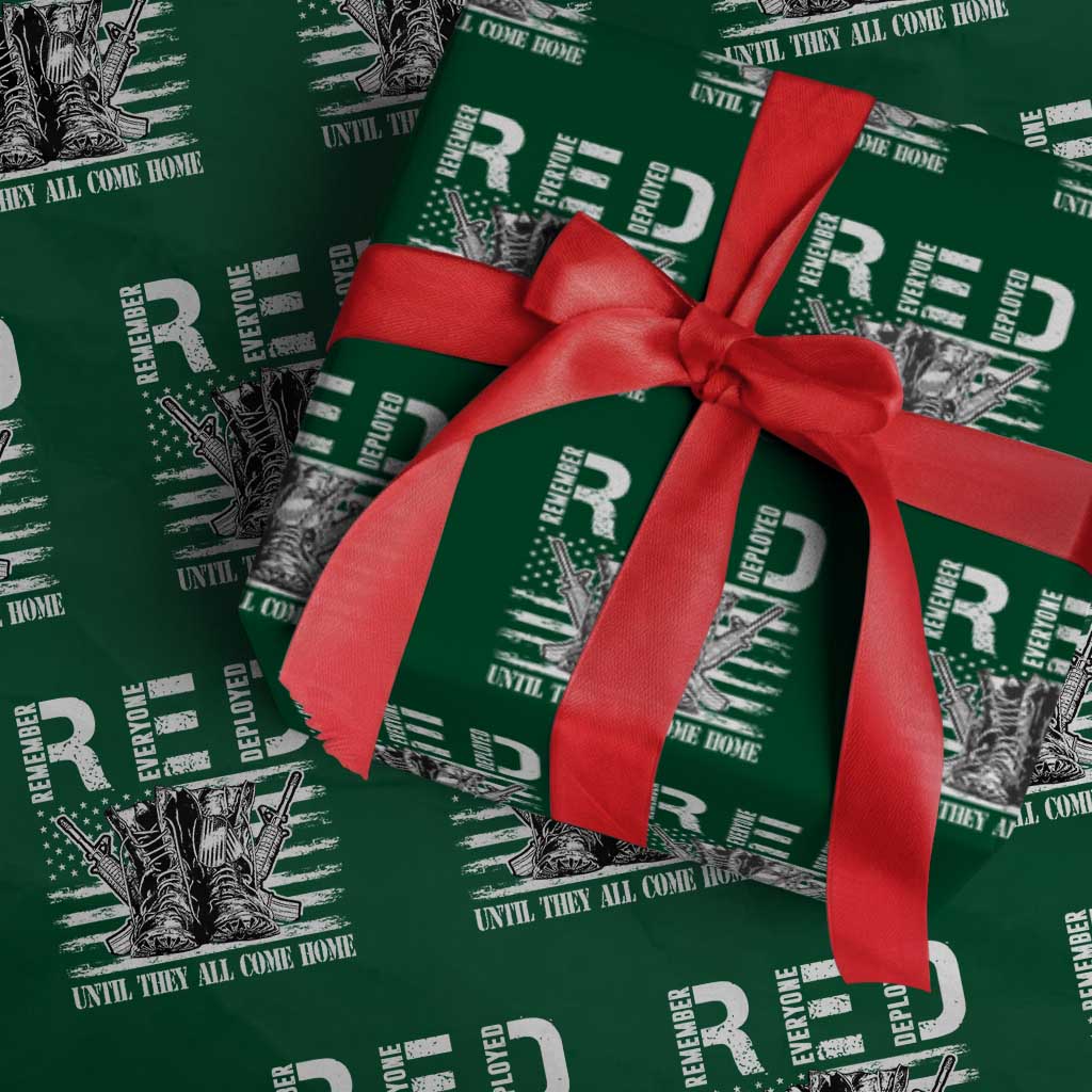 Red Friday Wrapping Paper Roll R.E.D Until They All Come Home Support Troops Military Combat Boots TS02 Green Print Your Wear