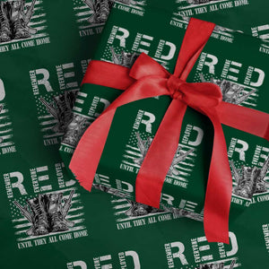 Red Friday Wrapping Paper Roll R.E.D Until They All Come Home Support Troops Military Combat Boots TS02 Green Print Your Wear