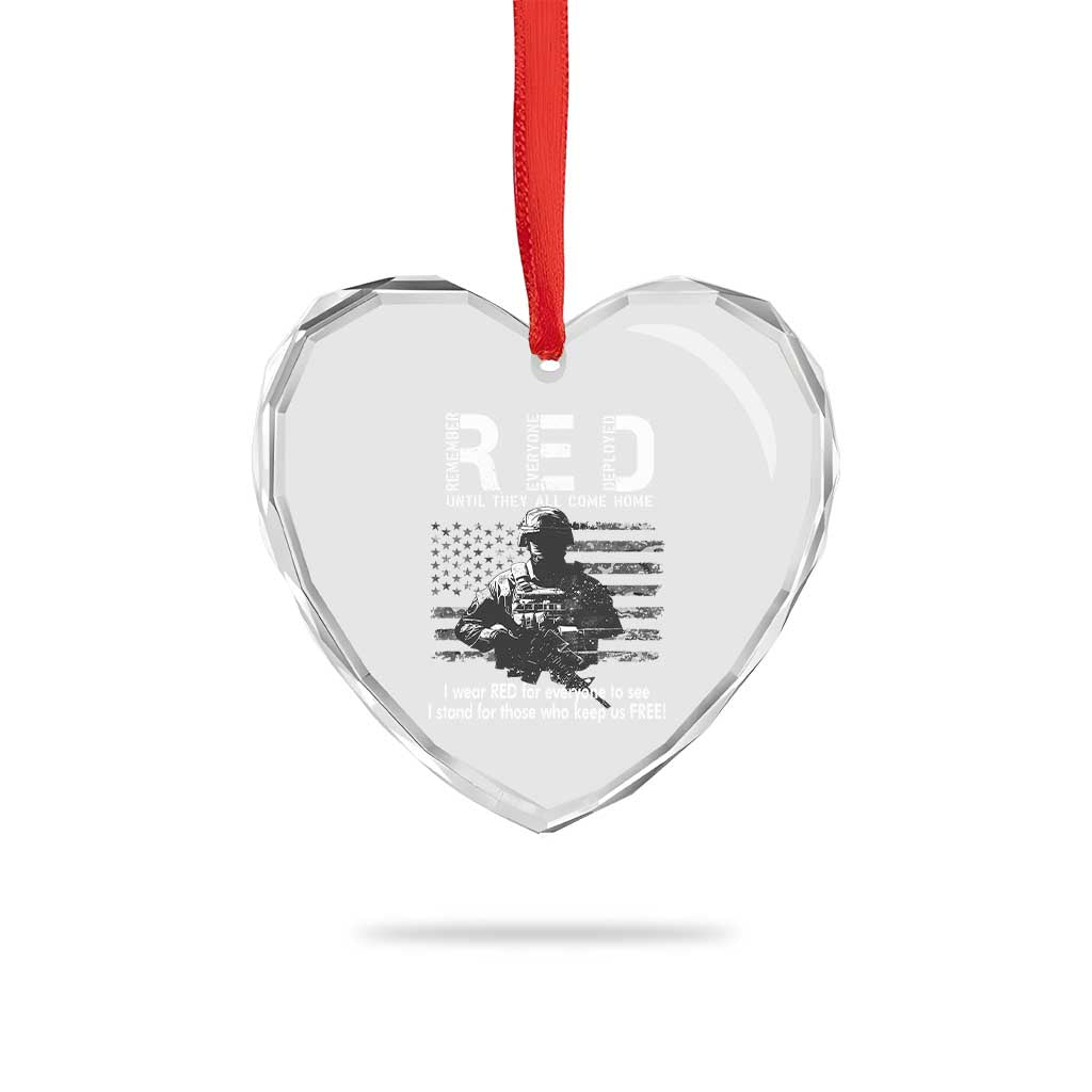 RED Friday Heart Crystal Glass Ornament I Wear Red For Everyone To See I Stand For Those Who Keep Us Free Military TS11 Print Your Wear