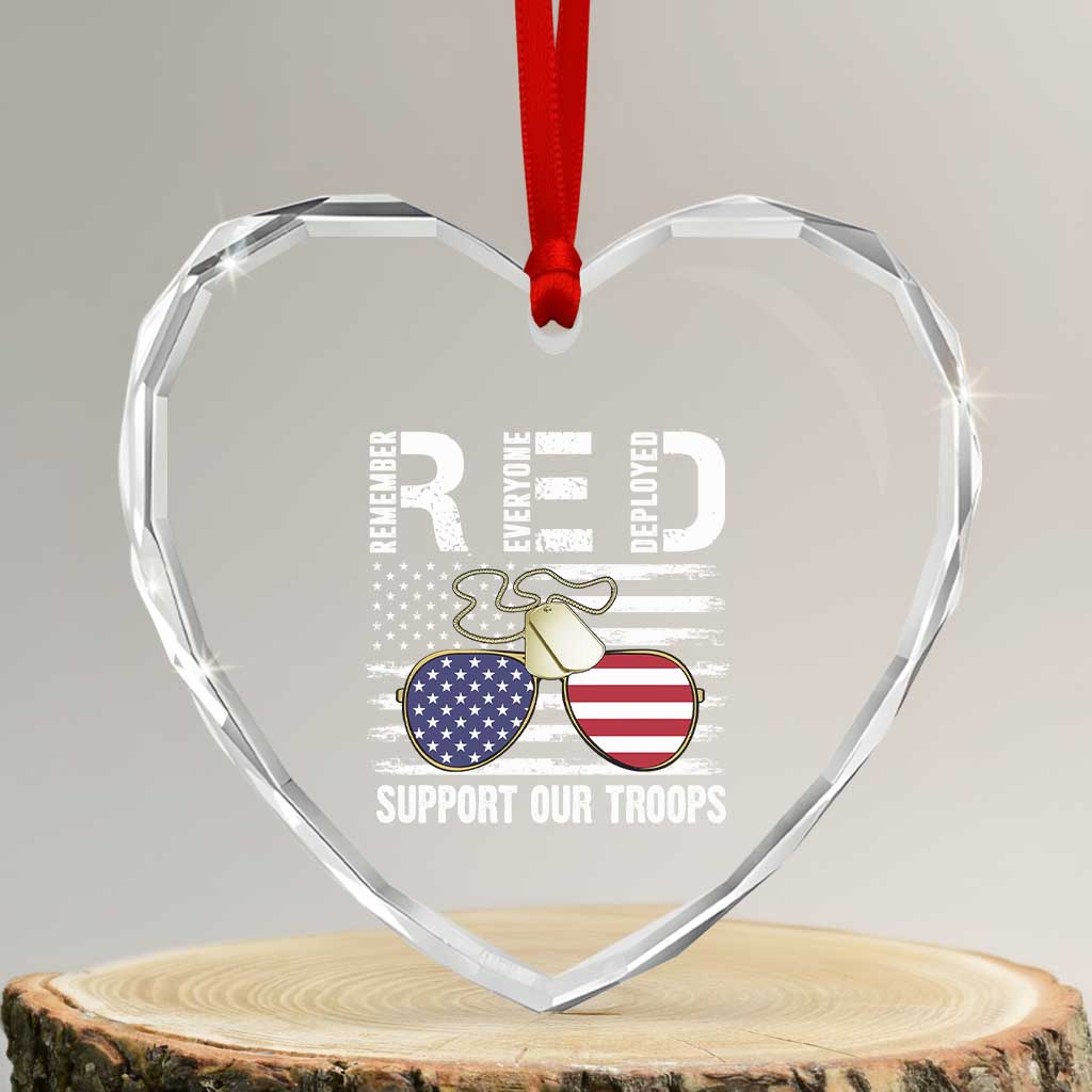 Red Friday Heart Crystal Glass Ornament R.E.D Remember Everyone Deployed American Flag Glasses Dog Tag TS02 Transparent Glass 3'' Heart Print Your Wear